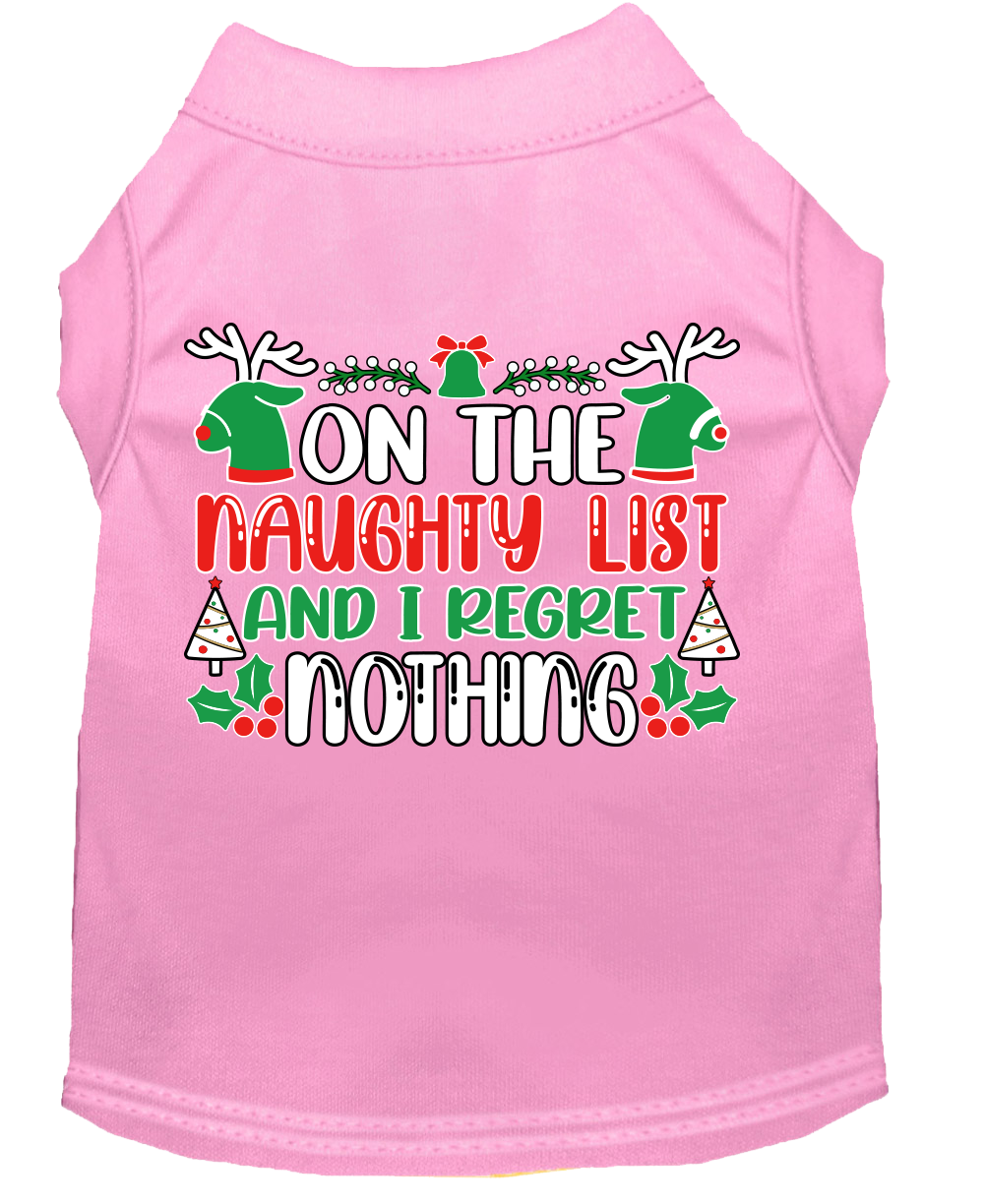 I Regret Nothing Screen Print Dog Shirt Light Pink Size 6x